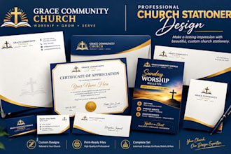 design church letterhead, envelope, certificate, bulletin, ministry stationery