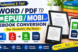 convert PDF and word to epub and mobi ebook