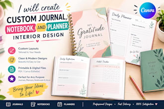 create custom journal, notebook, and planner interior design