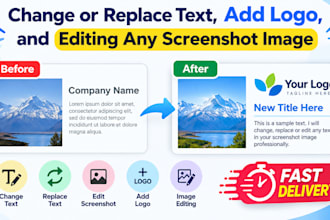 change or replace text, add logo, and editing any screenshot image