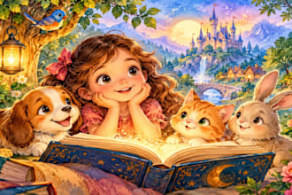illustrate children book watercolor bedtime story