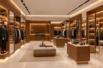 design 3d retail store interior showroom, boutique kiosk with  3d rendering