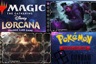 design custom anime playmat, fantasy character artwork, mtg playmat, pokemon