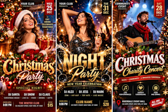 do party flyer, christmas flyer, and event flyer design