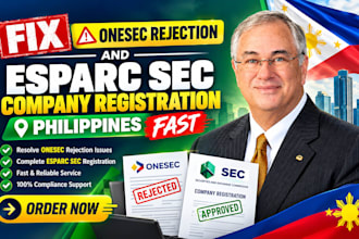fix onesec rejection and esparc sec company registration philippines fast