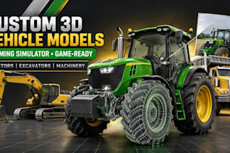 build 3d industrial vehicle from image, 3d farming simulator, game ready tractor