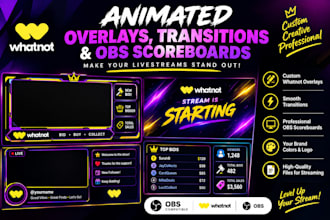 animated whatnot overlays, seamless transitions and professional  scoreboards