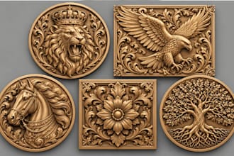 create cnc relief model, engraving designs, bas relief carvings, stl models, cnc