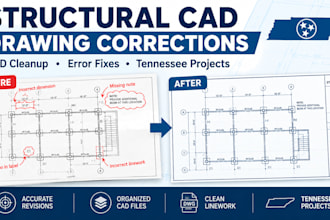 revise structural cad drawings and fix drafting errors for tennessee projects