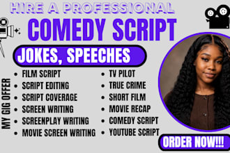 write stand up funny comedy script, hilarious comedy script, jokes and speeches