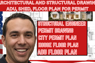 architectural and structural drawings, adu, shed and floor plans for permits