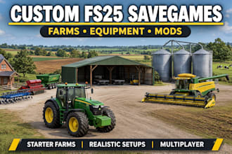 create custom fs22, fs25 mods, textures, clothing, and fs25 savegames