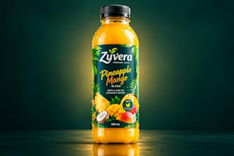 design beverage labels for juice, soda cans, drinks and bottled products