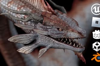 create 3d creature, monster and dragon model for roblox, unity or unreal engine