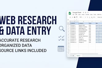research companies and organize data in google sheets