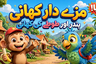 design 3 eye catching youtube thumbnails for kids stories