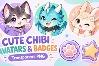 draw  furry art, fursona, anthro character design, chibi avatar, icons and badge