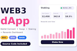 build a crypto web3 dapp with wallet connect, token swaps, staking and dashboard