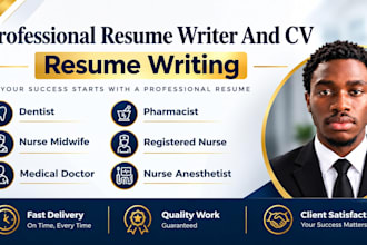 write medical nursing, nurse anesthetist, nurse midwife, pharmacist, dentist, cv
