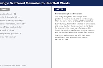 write a heartfelt eulogy or celebration of life speech