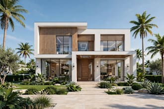 create modern villa 3d exterior design with lumion and ai