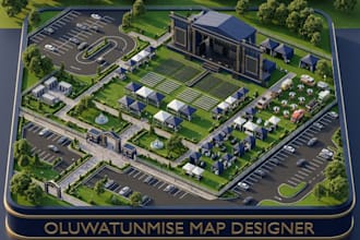 design event venue maps with entrances, stages, parking and facilities