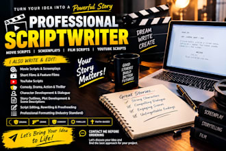 write edit proofread format screenplay feature film script movie script editing