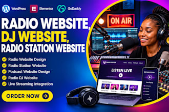 design radio website, radio station, podcast website, online radio, radio