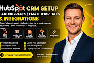 setup hubspot CRM, hubspot landing page, email templates, hubspot integration