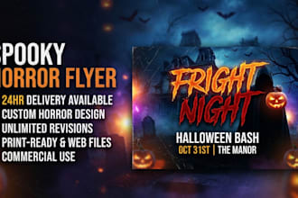 design a spooky horror flyer or halloween party poster
