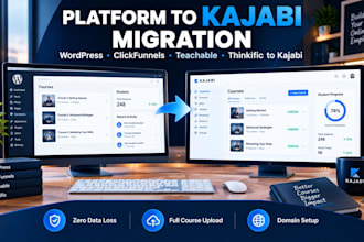 migrate course or website from clickfunnels, teachable or wordpress to kajabi