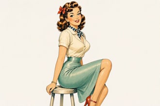 pin up girl and pin up girl illustration
