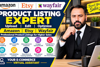 upload and optimize amazon etsy and wayfair product listings