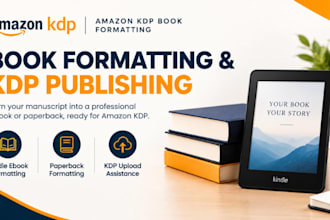 do book formatting, kdp book publishing, paper back, kindle ebook formatting