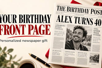 design a personalized birthday newspaper and printable gift