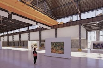 create 3d art gallery museum, showroom layout and warehouse floorplan