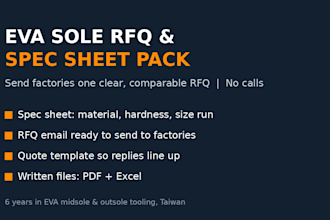 write your eva midsole or outsole rfq and spec sheet for shoe factories