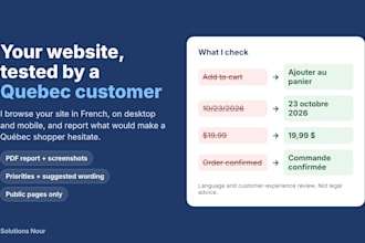 test your website as a quebec customer and report french gaps