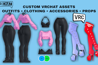 model vrchat accessories, vrchat clothing, outfits, avatar props for your avatar