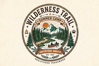 design vintage premium summer camp adventure logo