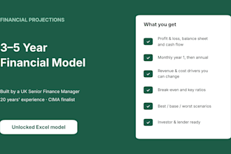create 3 to 5 year financial projections in excel for investors