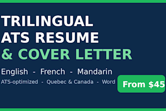write a trilingual ats resume and cover letter english french mandarin