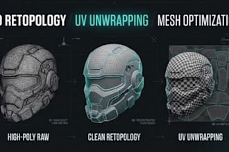 retopologize mesh, optimize uv unwrap clean up 3d model optimize topology