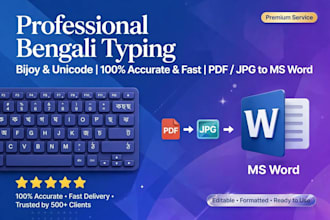 do professional bengali typing in bijoy, unicode, PDF to word