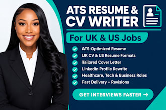 write an ats resume, cover letter, CV and linkedin for UK and US jobs