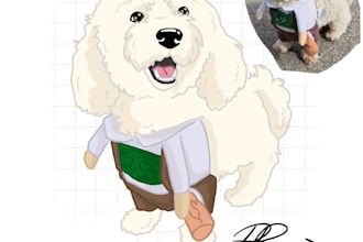 draw in my digital art style a portrait of your pet