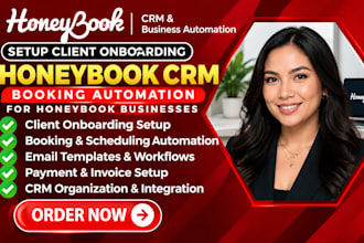 setup client onboarding honeybook CRM booking automation honeybook businesses