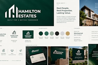 create a refined real estate logo with complete branding