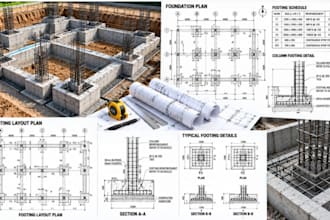 create foundation plans footing layouts, sld and reinforcement details