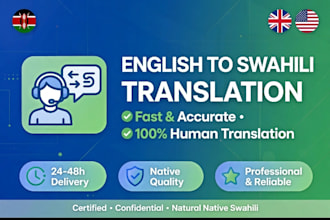 translate english to swahili and swahili to english professionally